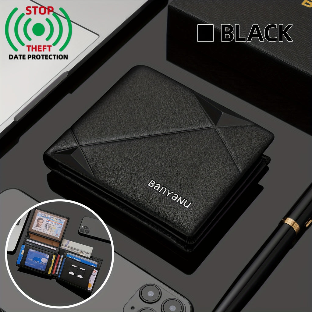 BANYANU Men’s Genuine Top-Grain Leather Wallet – Vintage RFID Blocking Large Capacity Wallet with 11 Card Slots, Perfect Father’s Day Gift