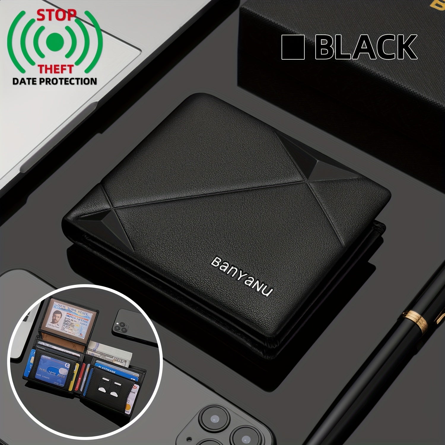 BANYANU Men’s Genuine Top-Grain Leather Wallet – Vintage RFID Blocking Large Capacity Wallet with 11 Card Slots, Perfect Father’s Day Gift